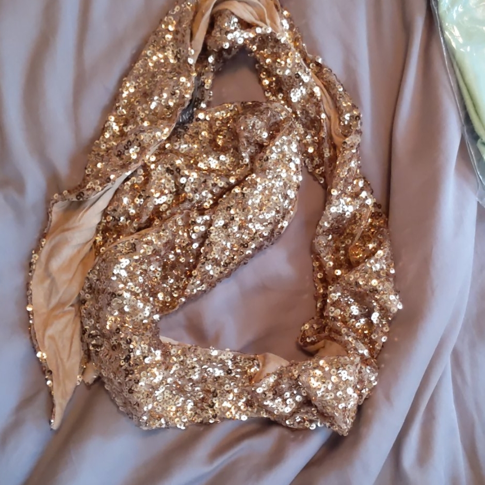 INC bronze/gold sequin scarf